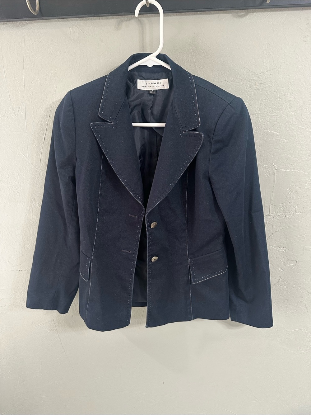 Tahari Dark Navy Tailored Two-Button Blazer